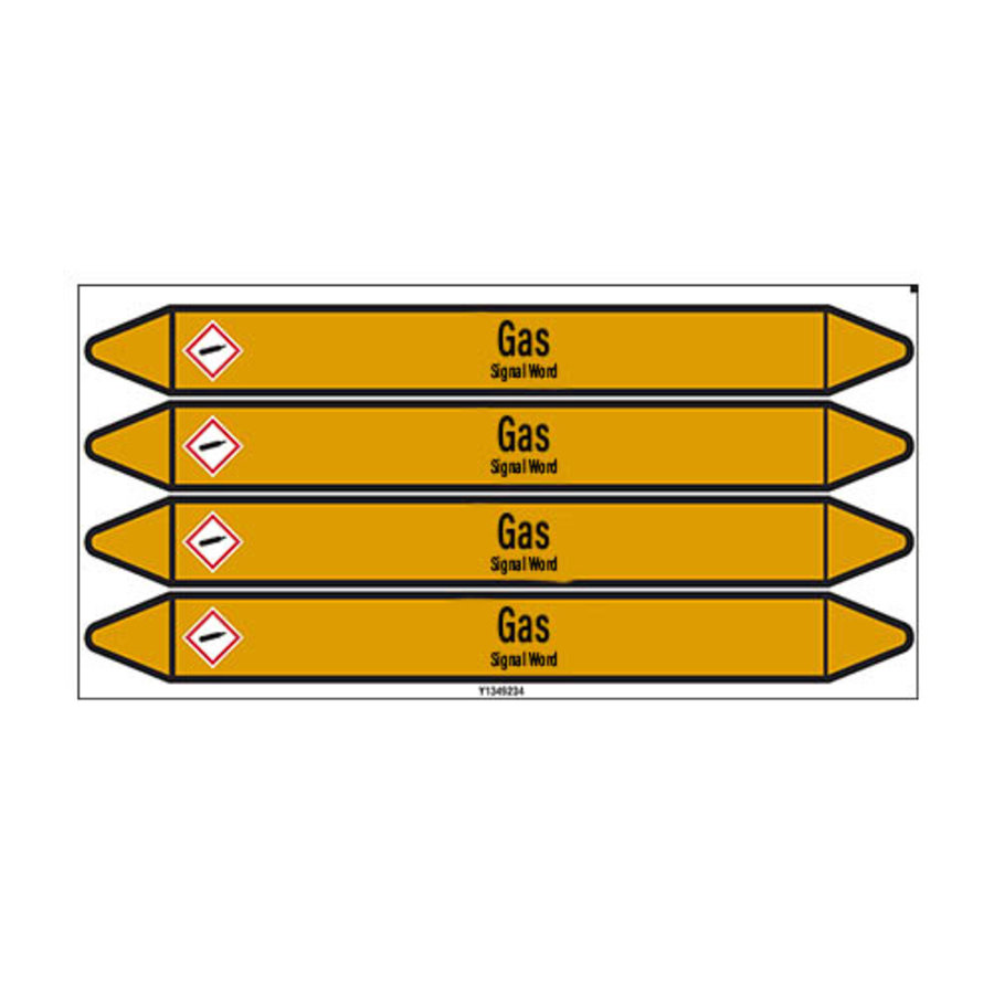 Pipe markers: H2S | English | Gas