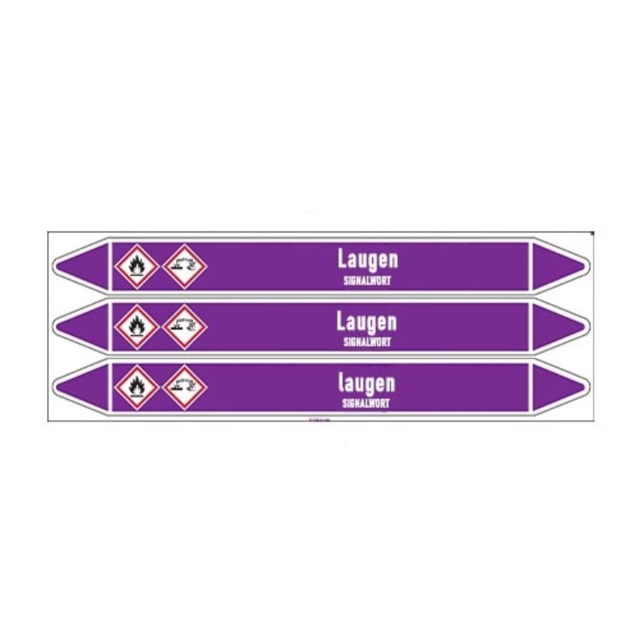 Pipe markers: NaOH | German | Alkalis