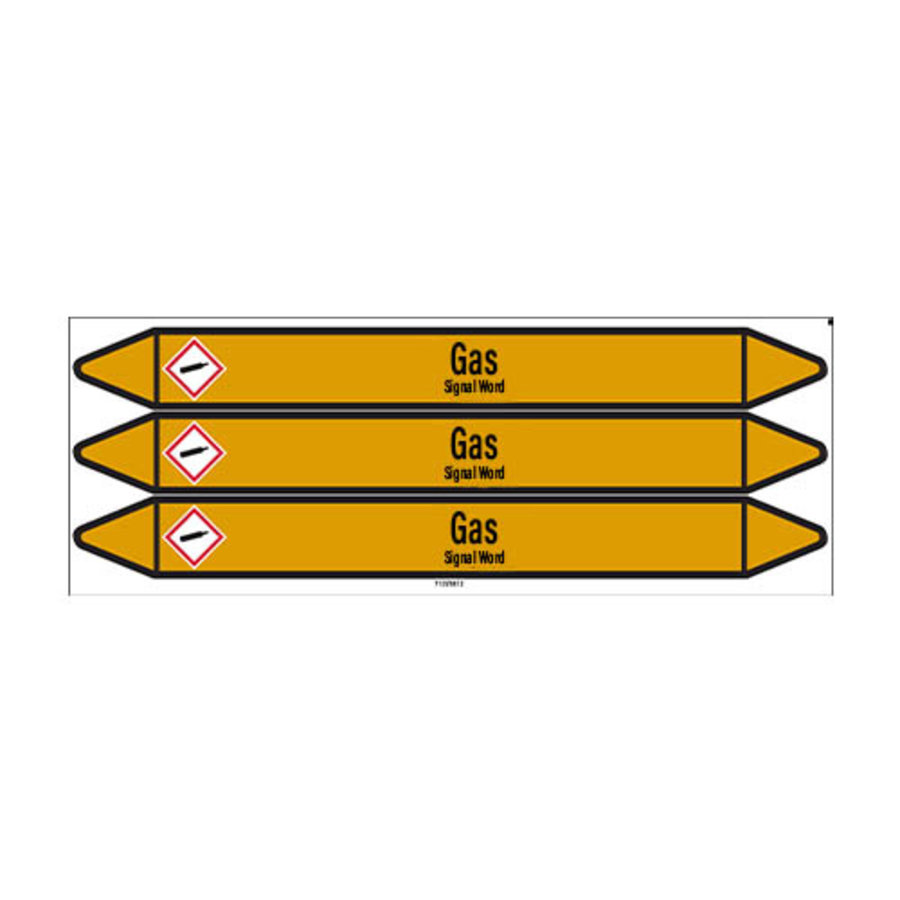 Pipe markers: Return | English | Gas
