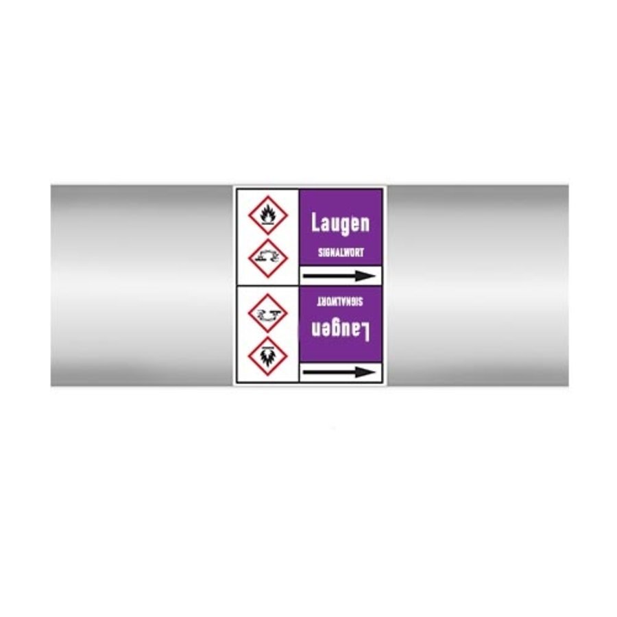 Pipe markers: NaOH Lauge | German | Alkalis