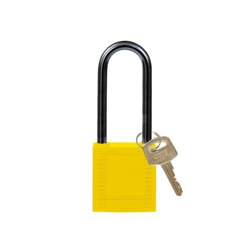 Nylon compact veiligheidshangslot geel 814137 