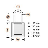 Nylon compact veiligheidshangslot paars 814151