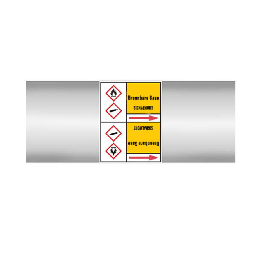 Pipe markers: Dimethylamin | German | Flammable gas