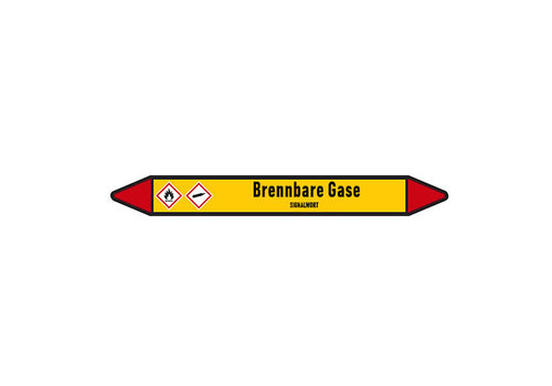 Pipe markers: Dimethylamin | German | Flammable gas 