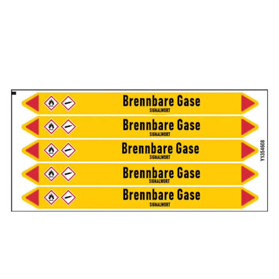 Pipe markers: Dimethylether | German | Flammable gas