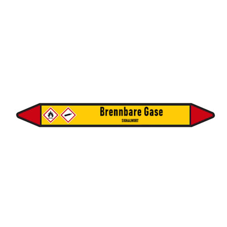 Pipe markers: Fluor | German | Flammable gas