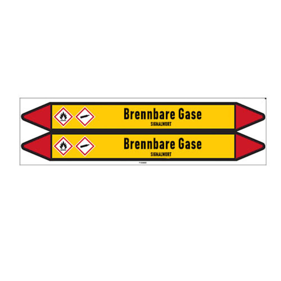 Pipe markers: Wasserstoff Gas | German | Flammable gas