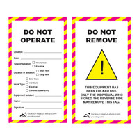 Safety Tag DO NOT OPERATE Laminated cardboard