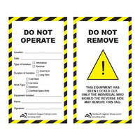 Safety Tag DO NOT OPERATE Laminated cardboard