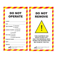 Safety Tag DO NOT OPERATE Laminated cardboard