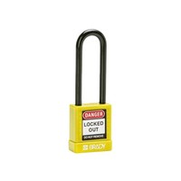 Aluminum safety padlock with composite cover yellow 834477