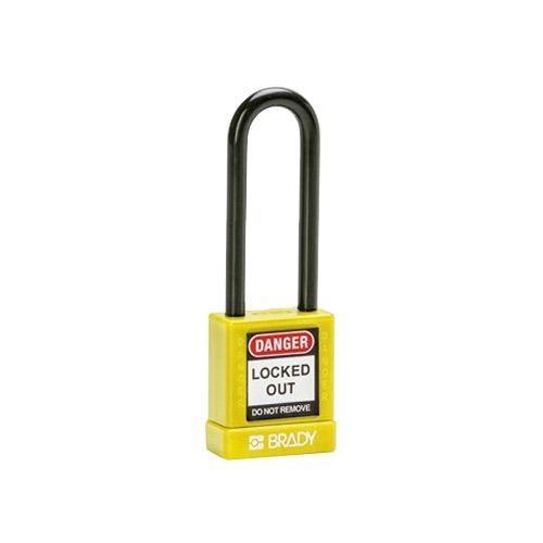 Aluminum safety padlock with composite cover yellow 834477 