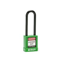 Aluminum safety padlock with composite cover green 834478