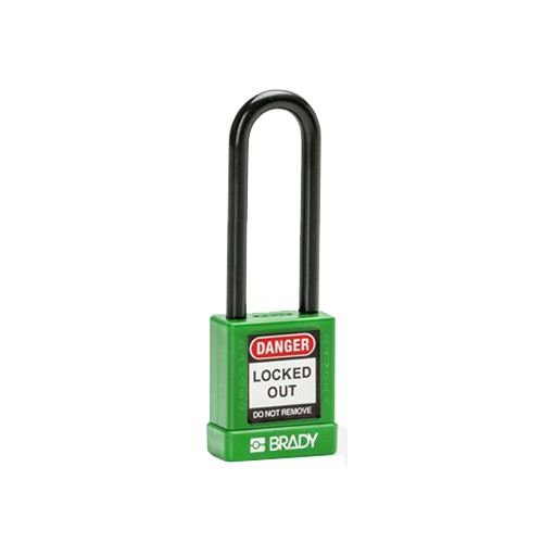 Aluminum safety padlock with composite cover green 834478 