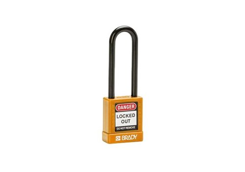 Aluminum safety padlock with composite cover orange 834479 