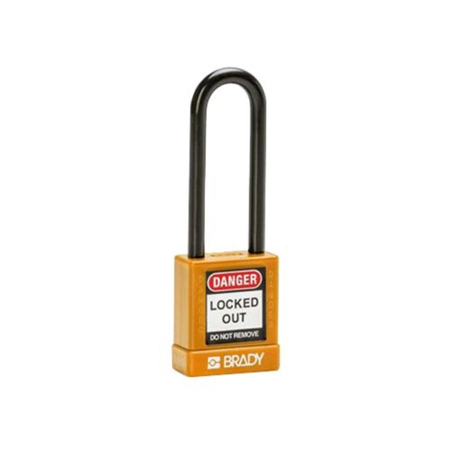 Aluminum safety padlock with composite cover orange 834479