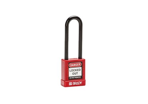 Aluminum safety padlock with composite cover red 834476 