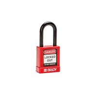 Aluminum safety padlock with composite cover red 834470