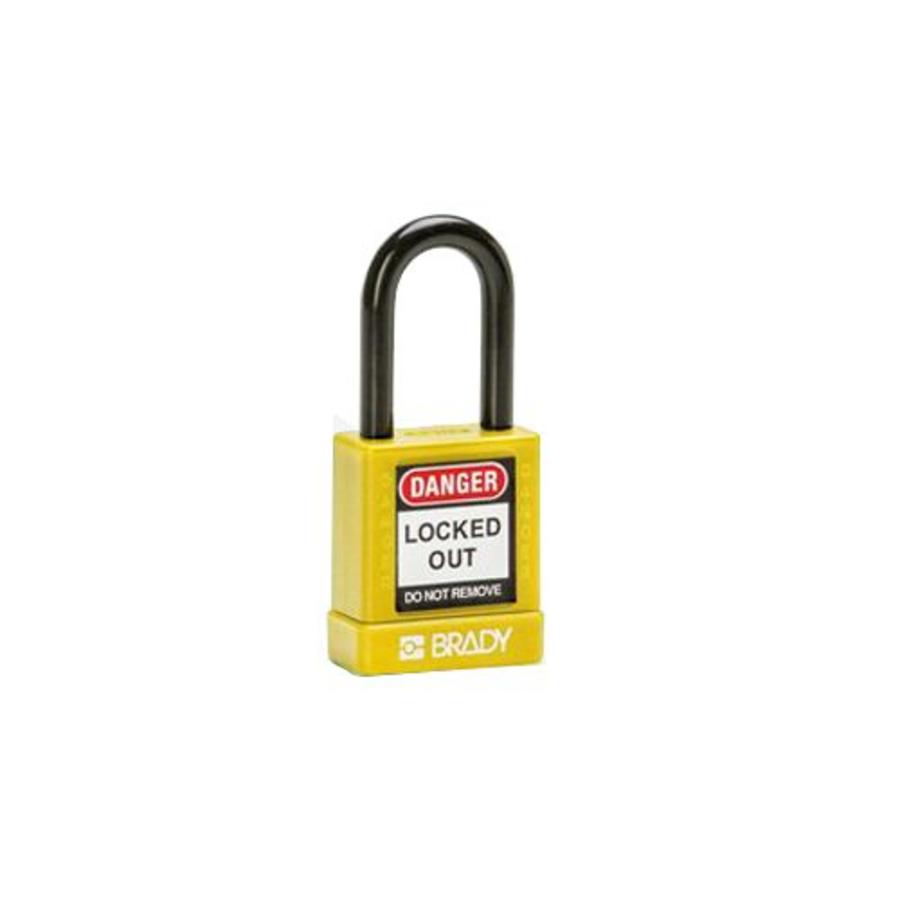 Aluminum safety padlock with composite cover yellow 834471