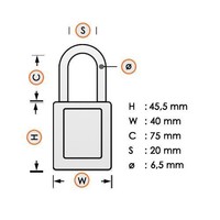 Aluminium veiligheidshangslot met kunststof cover geel 834477