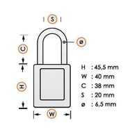 Aluminum safety padlock with composite cover red 834470