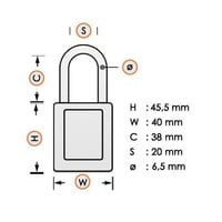 Aluminum safety padlock with composite cover yellow 834471