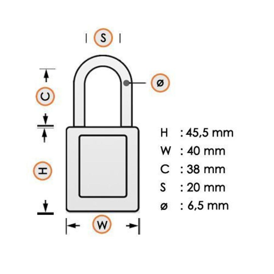 Aluminium safety padlock with composite cover blue 834468