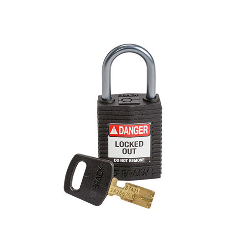 SafeKey Compact nylon safety padlock aluminium shackle black 152159 