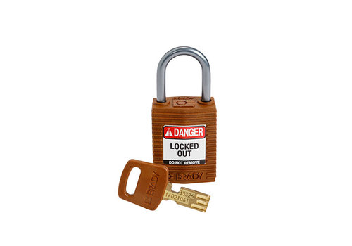 SafeKey Compact nylon safety padlock aluminium shackle brown 152162 