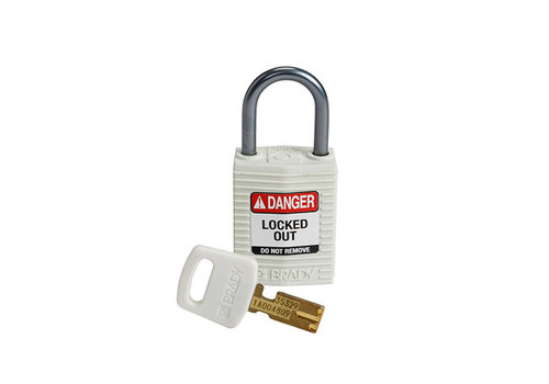 SafeKey Kompakt Nylon Sicherheitsvorhängeschloss mit Aluminiumbügel Weiß 15216 