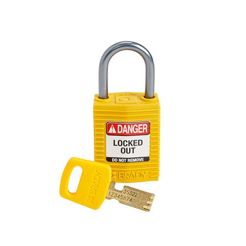 SafeKey Kompakt nylon Sicherheits-vorhängeschloss mit Aluminiumbügel gelb 152156 