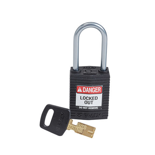 SafeKey Compact nylon safety padlock aluminium shackle black 151659 