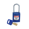 Brady SafeKey Compact nylon safety padlock aluminium shackle blue 151658