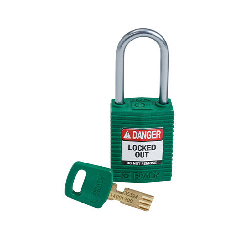 SafeKey Compact nylon safety padlock aluminium shackle green 151657 