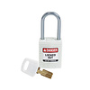 Brady SafeKey Compact nylon safety padlock aluminium shackle white 151663