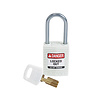 Brady SafeKey Compact nylon safety padlock aluminium shackle white 151663 Brady SafeKey Compact nylon safety padlock aluminium shackle white 151663