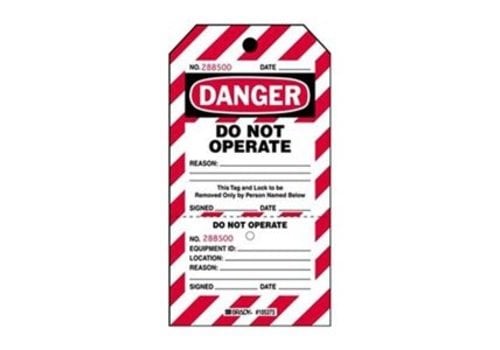 Two-part perforated tags ''DO NOT OPERATE'' 105371 