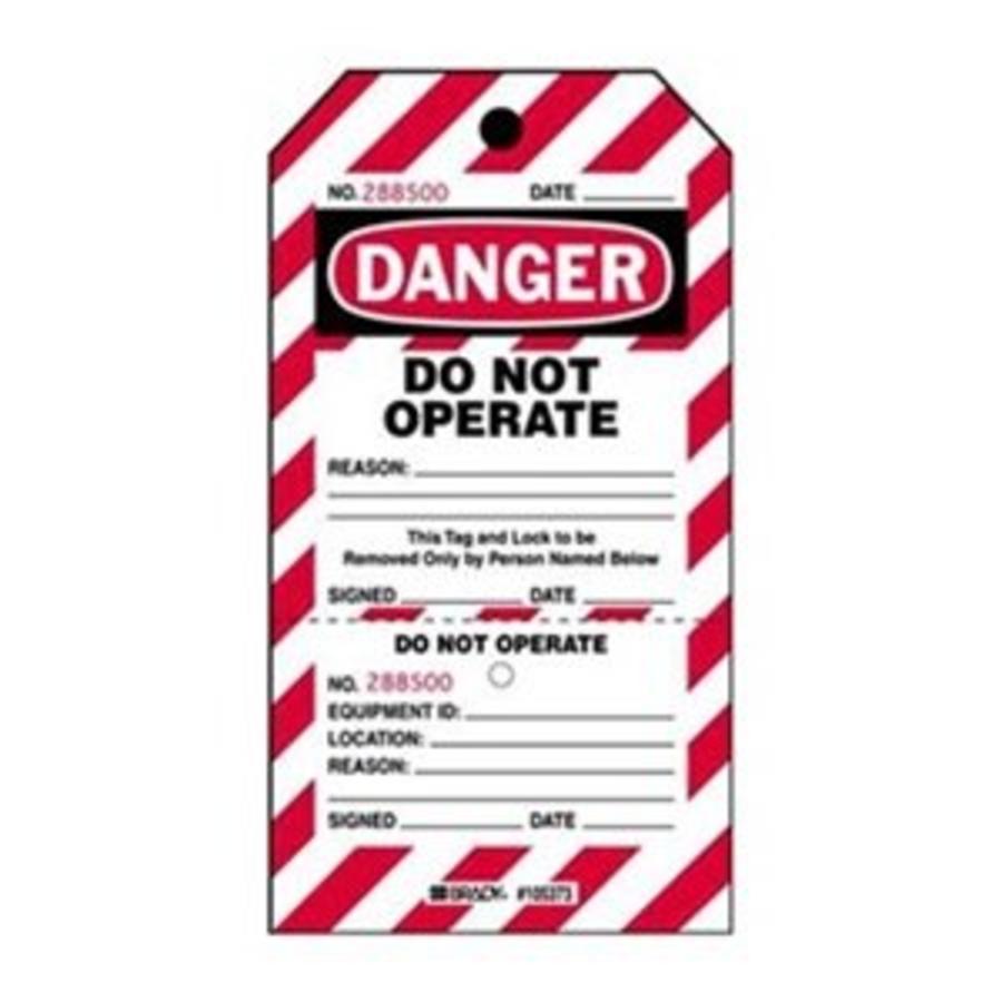 Two-part perforated tags ''DO NOT OPERATE'' 105371