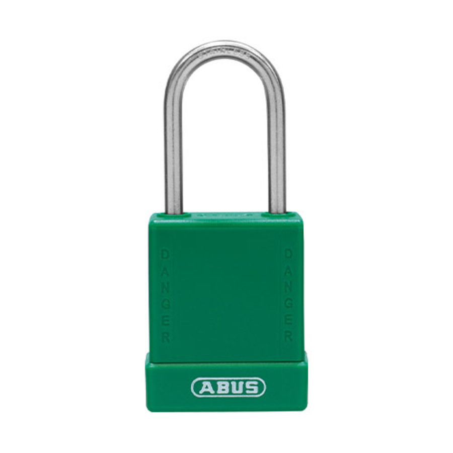 Aluminium safety padlock with green cover 84796