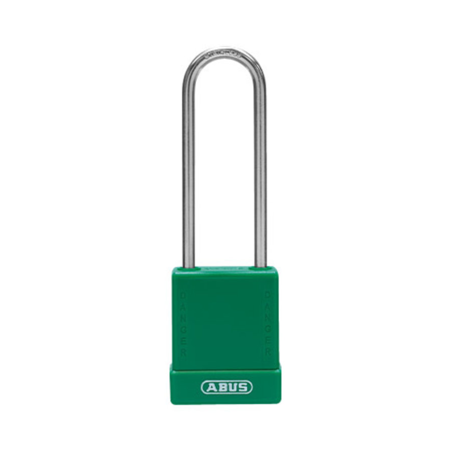 Aluminium safety padlock with green cover 84853