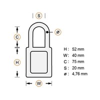 Aluminium safety padlock with brown cover 84860