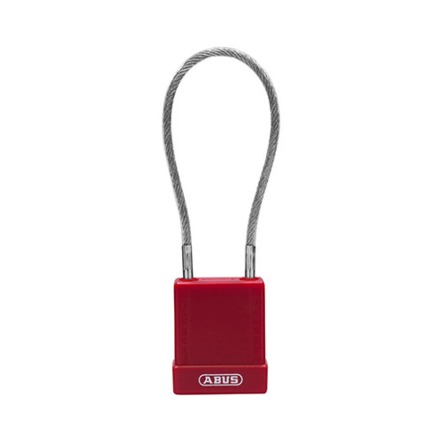 Aluminium safety padlock with cable and red cover 84864