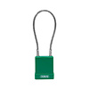 Abus Aluminium safety padlock with cable and green cover 84866