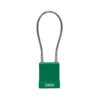 Aluminium safety padlock with cable and green cover 84866