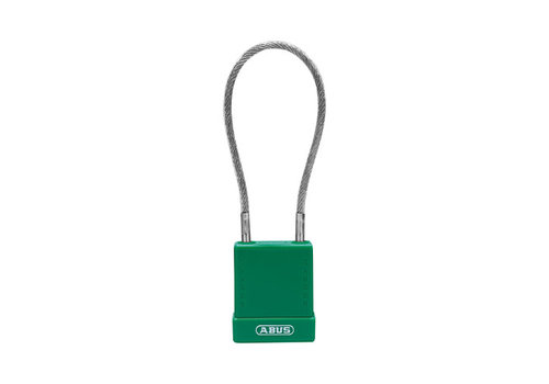 Aluminium safety padlock with  cable and green cover 76/40CAB20 