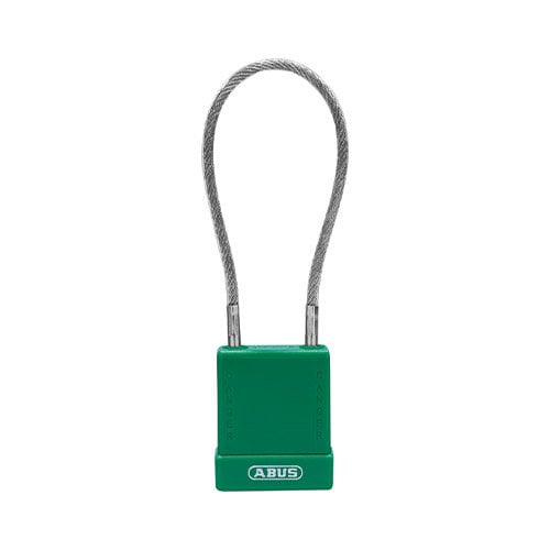 Aluminium veiligheidshangslot met kabel en groene cover 76/40CAB20 