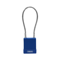 Aluminium veiligheidshangslot met kabel en blauwe cover 84867