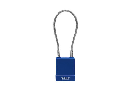 Aluminium safety padlock with  cable and blue cover 76/40CAB20 