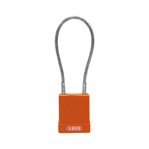 Aluminium safety padlock with  cable and orange cover 76/40CAB20 