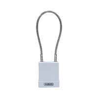 Aluminium safety padlock with cable and white cover 84870